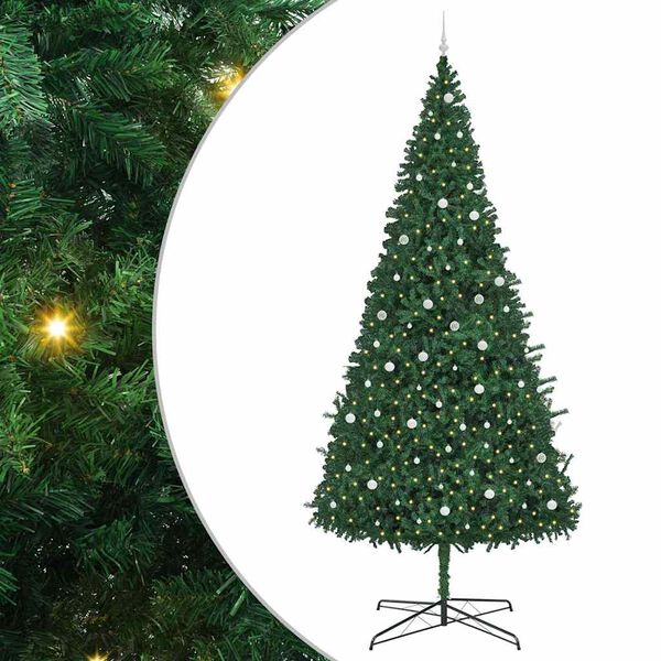 vidaXL Weihnachtsbaum mit dekorativen Lichterketten Gr&uuml;n 400 cm PVC