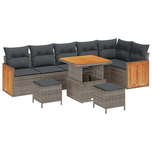 vidaXL Gartensofa-set mit Kissen 11 pcs Grau Poly-Rattan