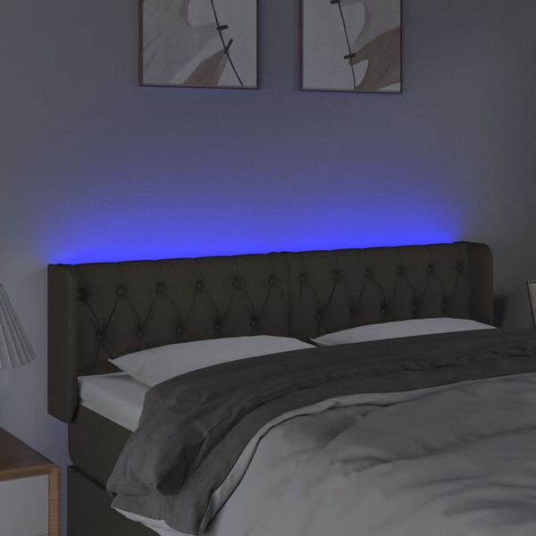 vidaXL LED Kopfteil Taupe 163x16x78/88 cm Stoff