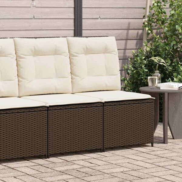 vidaXL Garten-Sofa mit Kissen Schwarz und Cremewei&szlig; Poly-Rattan
