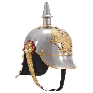 vidaXL Deutscher Preu&szlig;ischer Helm Antik Replik LARP Silbern Stahl