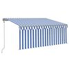vidaXL Markise Automatisch mit Rollo LED Windsensor 3,5x2,5m Blau Wei&szlig;