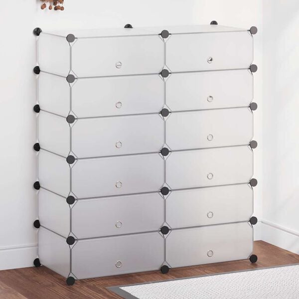 vidaXL Schuh-Organizer Zusammenklappbar mit 12 F&auml;chern Wei&szlig;