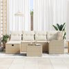vidaXL Garten-Sofa-Set mit Kissen mit Speicher 7 pcs Beige Poly Rattan