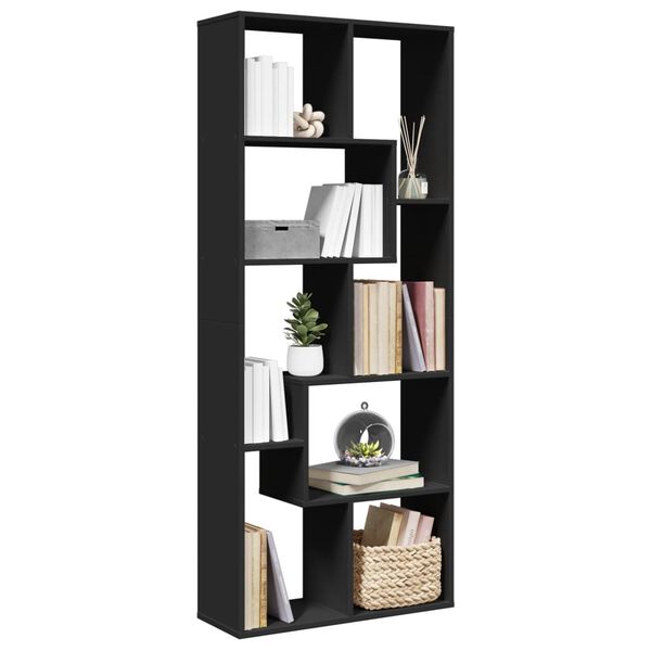 vidaXL Raumteiler-B&uuml;cherregal Schwarz 67x25x161,5 cm Holzwerkstoff