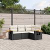 vidaXL 4-tlg. Garten-Sofagarnitur mit Kissen Schwarz Poly Rattan