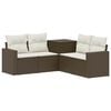 vidaXL Sofa Set 5 stk. Braun und Creme Wei&szlig; Polyrattan und Stahl