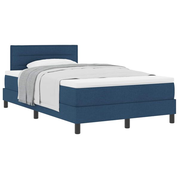 vidaXL Boxspringbett mit Matratze mit Kopfteil Blau 120 x 200 cm Stoff