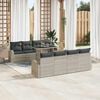 vidaXL Gartensofa-set mit Speicher 9 pcs Hellgrau Poly-Rattan