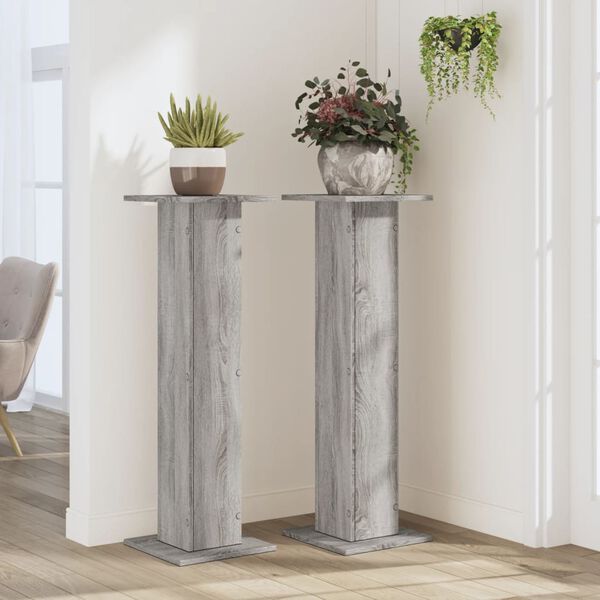 vidaXL Pflanzenst&auml;nder 2 Stk. Grau Sonoma 30x30x95 cm Holzwerkstoff