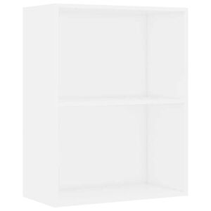 vidaXL B&uuml;cherregal 2 F&auml;cher Wei&szlig; 60x30x76,5 cm Holzwerkstoff
