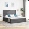 vidaXL Bett mit LED-Lichtleisten Dunkelgrau 180 x 200 cm Stoff
