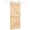 vidaXL Schiebet&uuml;r Nat&uuml;rlich und Wei&szlig; 90 x 210 cm Massives Kiefernholz