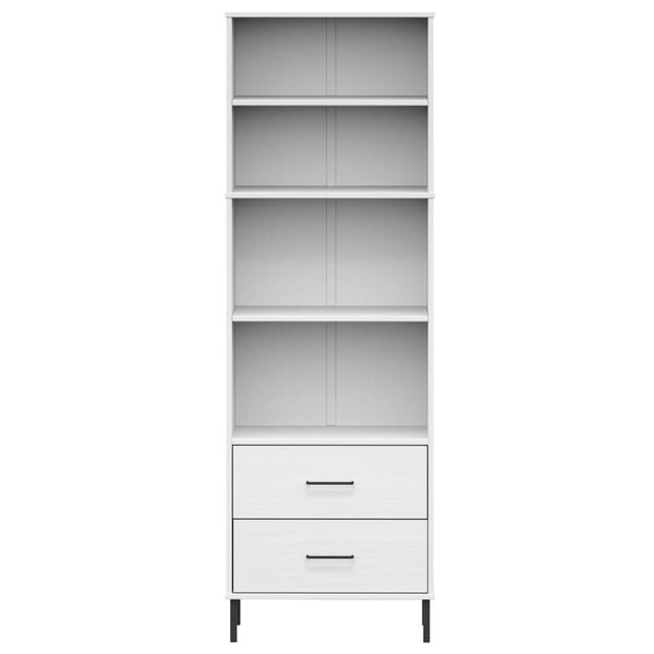 vidaXL Bücherregal OSLO mit 2 Schubladen Weiß 60x35x180 cm Massivholz