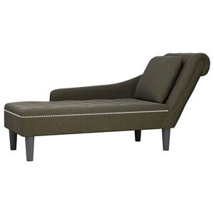 vidaXL Chaiselongue mit Kissen & Rechter Armlehne Armeegr&uuml;n Kunstleder
