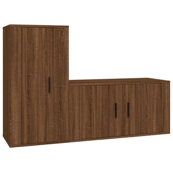 vidaXL 2-tlg. TV-Schrank-Set Braun Eichen-Optik Holzwerkstoff