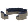vidaXL 11-teiliges Gartensofa-Set mit Kissen, grau, Polyrattan