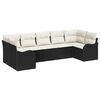 vidaXL Garten-Sofa-Set 7 Stk. Schwarz und Wei&szlig; Poly Rattan