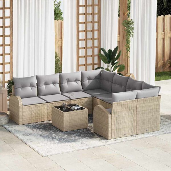 vidaXL Gartensofa-set Beige 55 x 55 x 37 cm Poly-Rattan