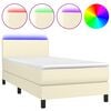 vidaXL Boxspringbett mit Matratze & LED Creme 80x200 cm Kunstleder
