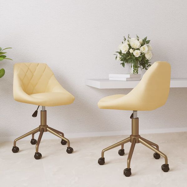 vidaXL Esszimmerst&uuml;hle 2 Stk. Drehbar Creme Samt