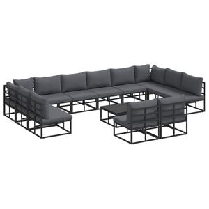 vidaXL Gartensofa-set 13 stk. Schwarz Aluminium