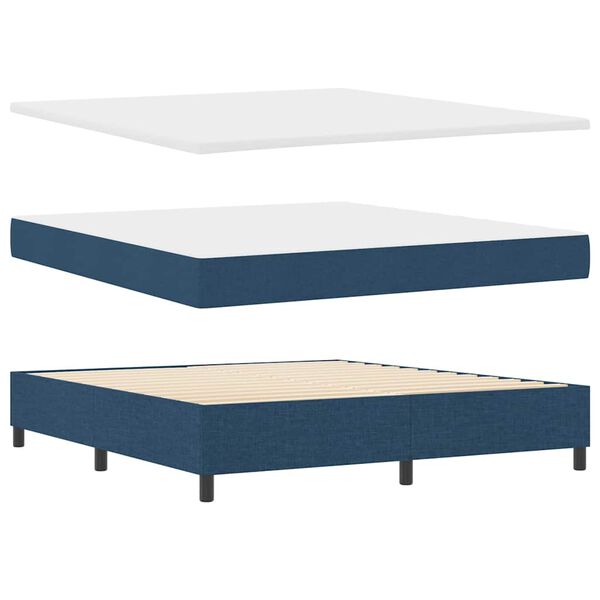vidaXL Boxspringbett mit Matratze mit Kopfteil Blau 180 x 200 cm Stoff