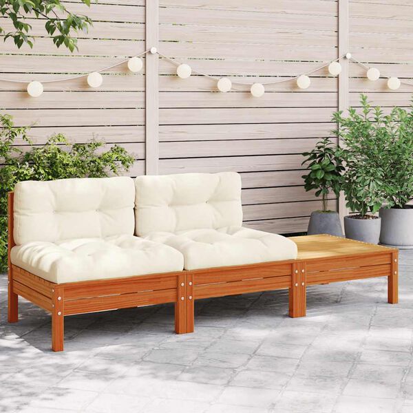 vidaXL Gartensofa mit Kissen und Hocker 2-Sitzer