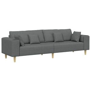vidaXL Sofa mit Kissen Dunkelgrau 250 x 77 x 76 cm Stoff