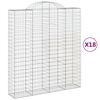 vidaXL Gabionen mit Hochbogen 18Stk. 200x50x220/240cm Verzinktes Eisen