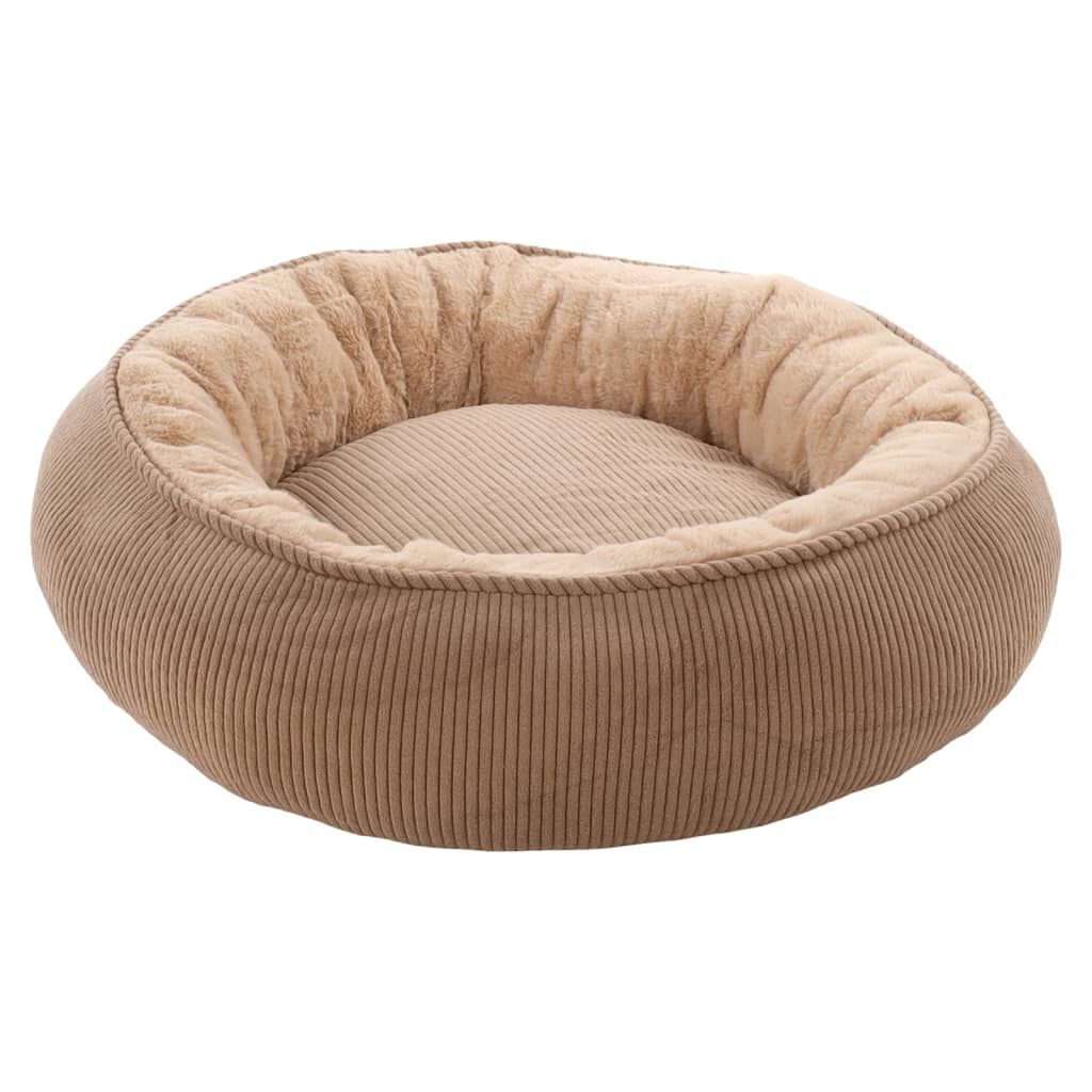 Tommi Wicker Hundebett Rund – 50x50x17 Cm, Mit Grauem Velours-Kissen, Für Kleine Hunde & Katzen