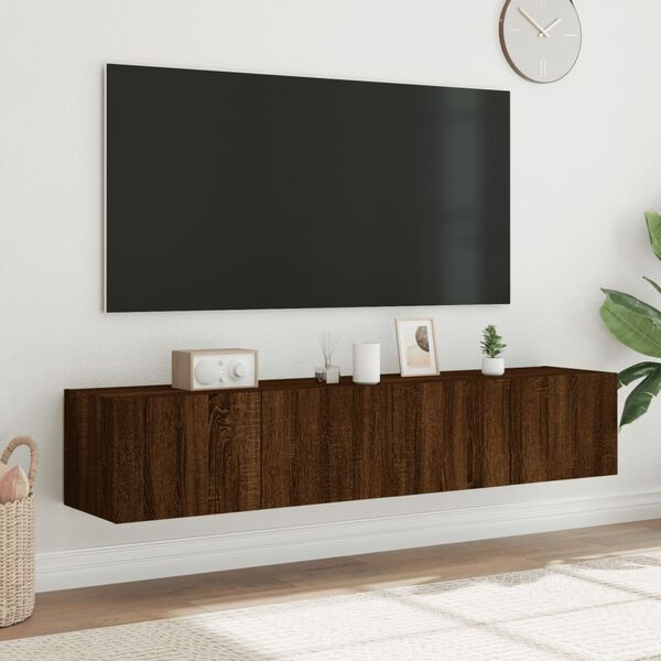vidaXL TV-Wandschr&auml;nke mit LED-Leuchten 2 Stk. Braun Eichen-Optik