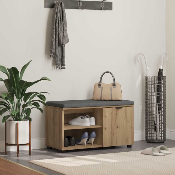 vidaXL Flurbank mit Kissen Uni Artisan-Eiche 80 x 38 x 46 cm