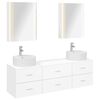 vidaXL Badezimmerm&ouml;bel-Set 5 pcs Wei&szlig; Ingenieurholz und Glas