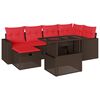vidaXL 7-teiliges Gartensofa-Set mit Kissen, braun, Polyrattan