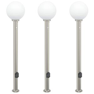 vidaXL Pollerleuchten mit Sensor&Steckdose 3 Stk. 120 cm Edelstahl IP44