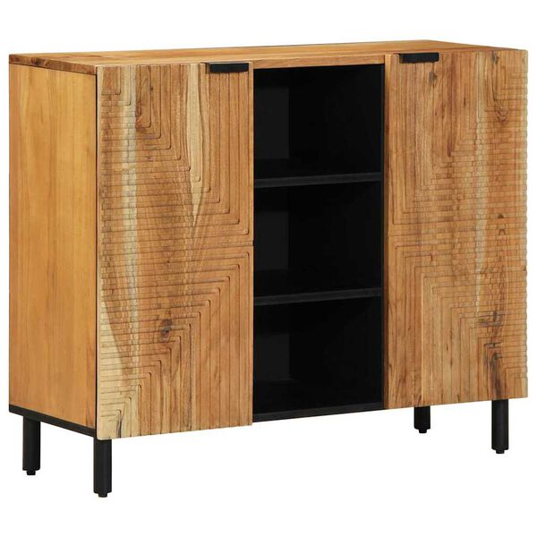 vidaXL Sideboard mit Regal Natur 90 x 33,5 x 75 cm Massivholz Akazie