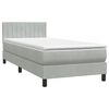 vidaXL Boxspringbett mit Matratze & LED Hellgrau 100x220 cm Samt