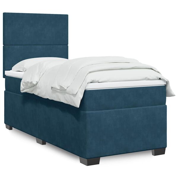 vidaXL Boxspringbett mit Matratze Blau 80x200 cm Samt