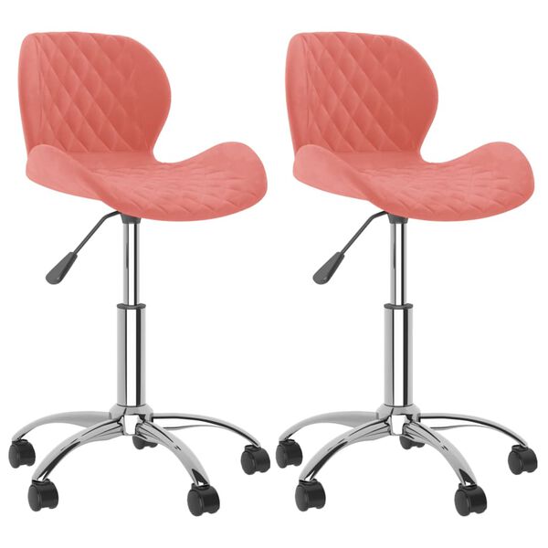 vidaXL Esszimmerst&uuml;hle 2 Stk. Drehbar Rosa Samt