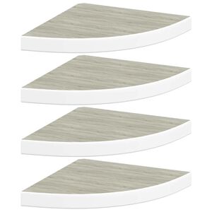 vidaXL Eck-Schweberegale 4 Stk. Eichen-Optik und Wei&szlig; 35x35x3,8 cm MDF