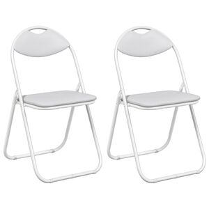 vidaXL Klappstuhl 2 pcs Wei&szlig; 48 x 43,5 x 81 cm Kunstleder
