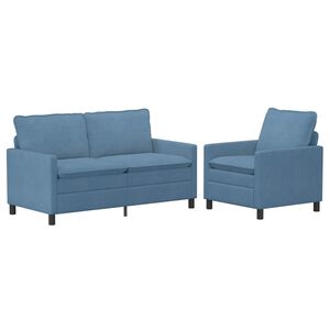 vidaXL Sofa Set 2 stk. Blau Stoff