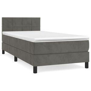 vidaXL Boxspringbett mit Matratze Dunkelgrau 90x200 cm Samt