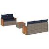 vidaXL 6-teiliges Gartensofa-Set mit Kissen, grau, Polyrattan
