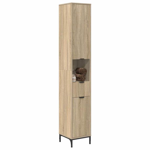 vidaXL Badezimmerschrank mit Speicher Sonoma-Eiche 31,5 x 33 x 190 cm
