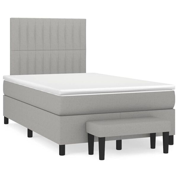 vidaXL Boxspringbett mit Matratze Hellgrau 120x190 cm Stoff