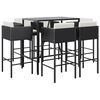 vidaXL 7-tlg. Gartenbar-Set mit Kissen Schwarz Poly Rattan