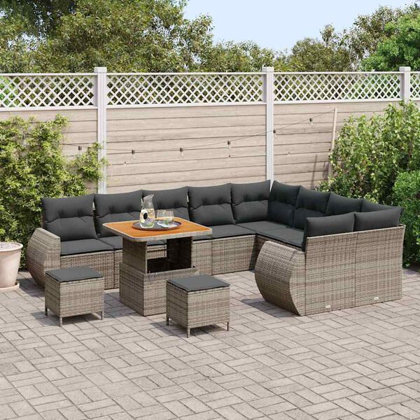 vidaXL Gartensofa-set 12 pcs Grau Poly-Rattan
