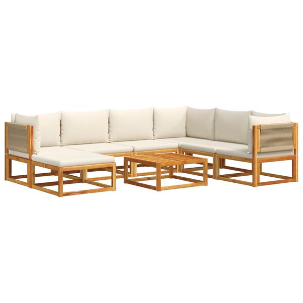 vidaXL 8-tlg. Gartensofa-Set mit Kissen Holz Akazie & Seil